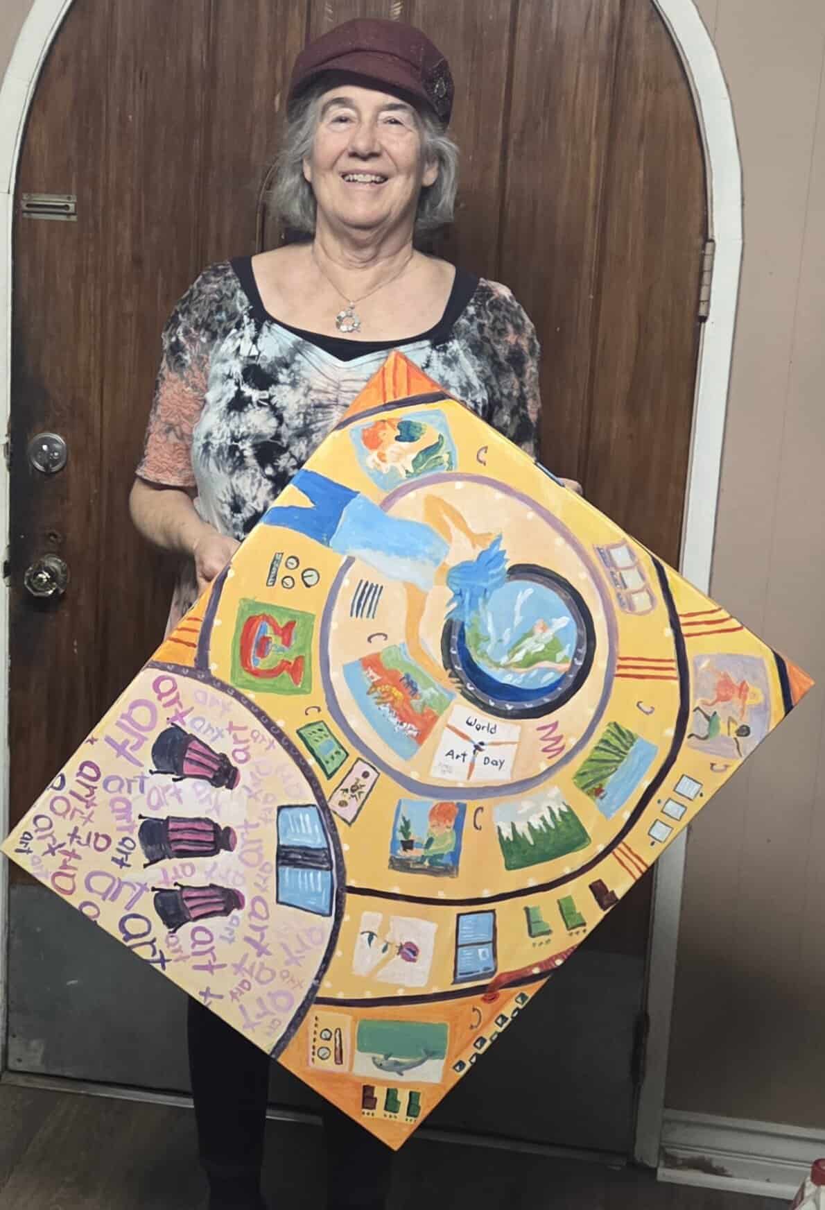 LAUNCH OF AN ART SHOW, A ROCKET AND A PAINTING OF BOTH